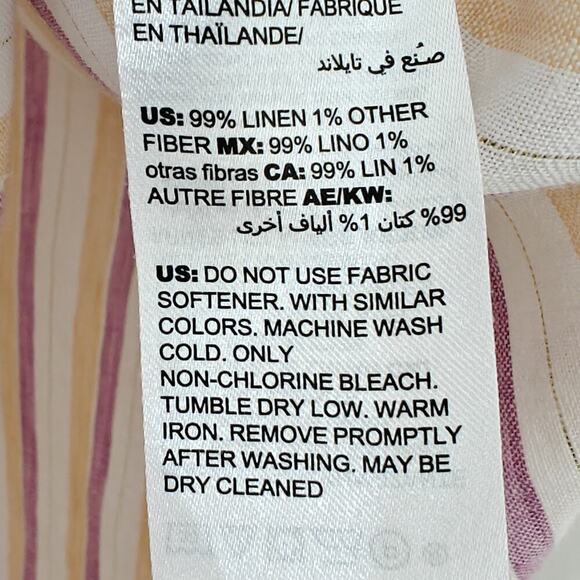 Chico's No Iron Linen Metallic Button Front Shirt Size XL / 3 Roll Tab Sleeves - Picture 10 of 11